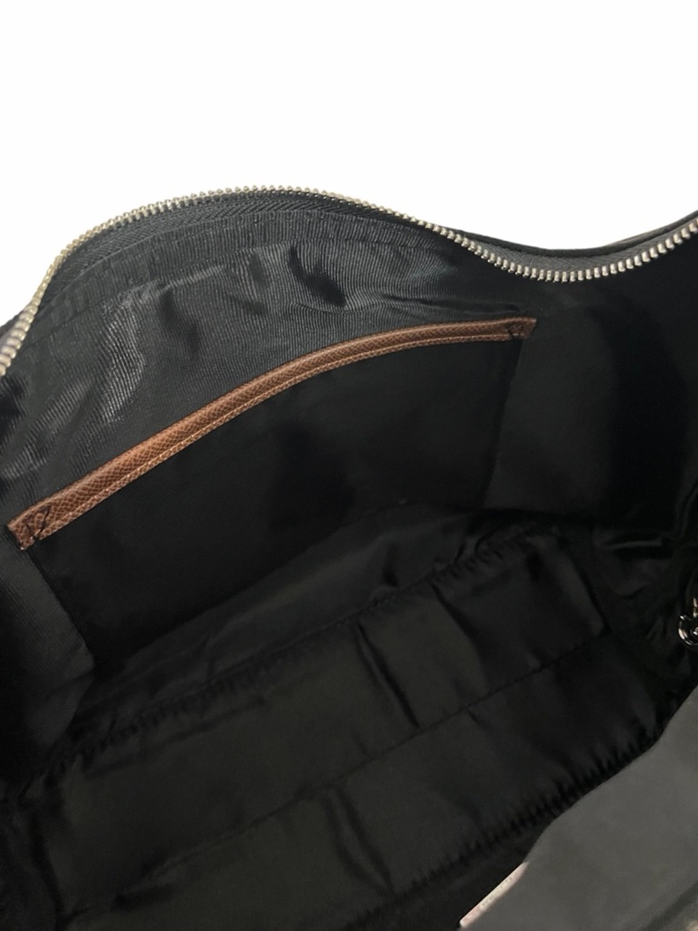 Black Suede 2 Way Bag with Brown Leather Trim and Strap - Picture 11 of 11
